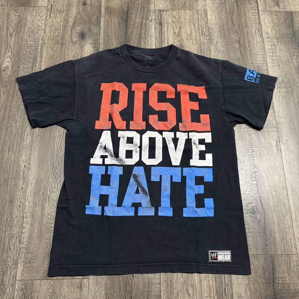 John Cena Shirt Mens Large Black WWE Wrestling Rise Above Hate Hustle Loyalty